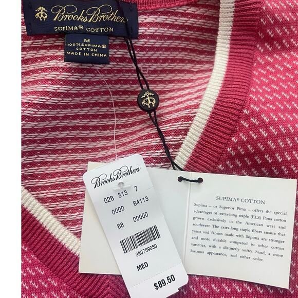 NWT Brooks Brothers Vest Men’s M 100%Supima Cotton Pullover Classic Preppy Golf - Picture 5 of 5